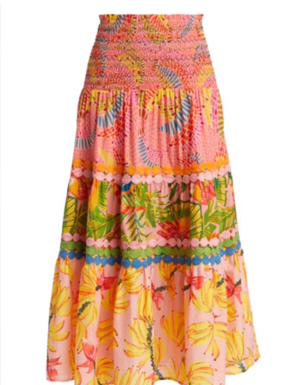 FARM Rio Dotted Bananas Pink Floral & Tropical Tiered Maxi Skirt - Picture 3 of 8